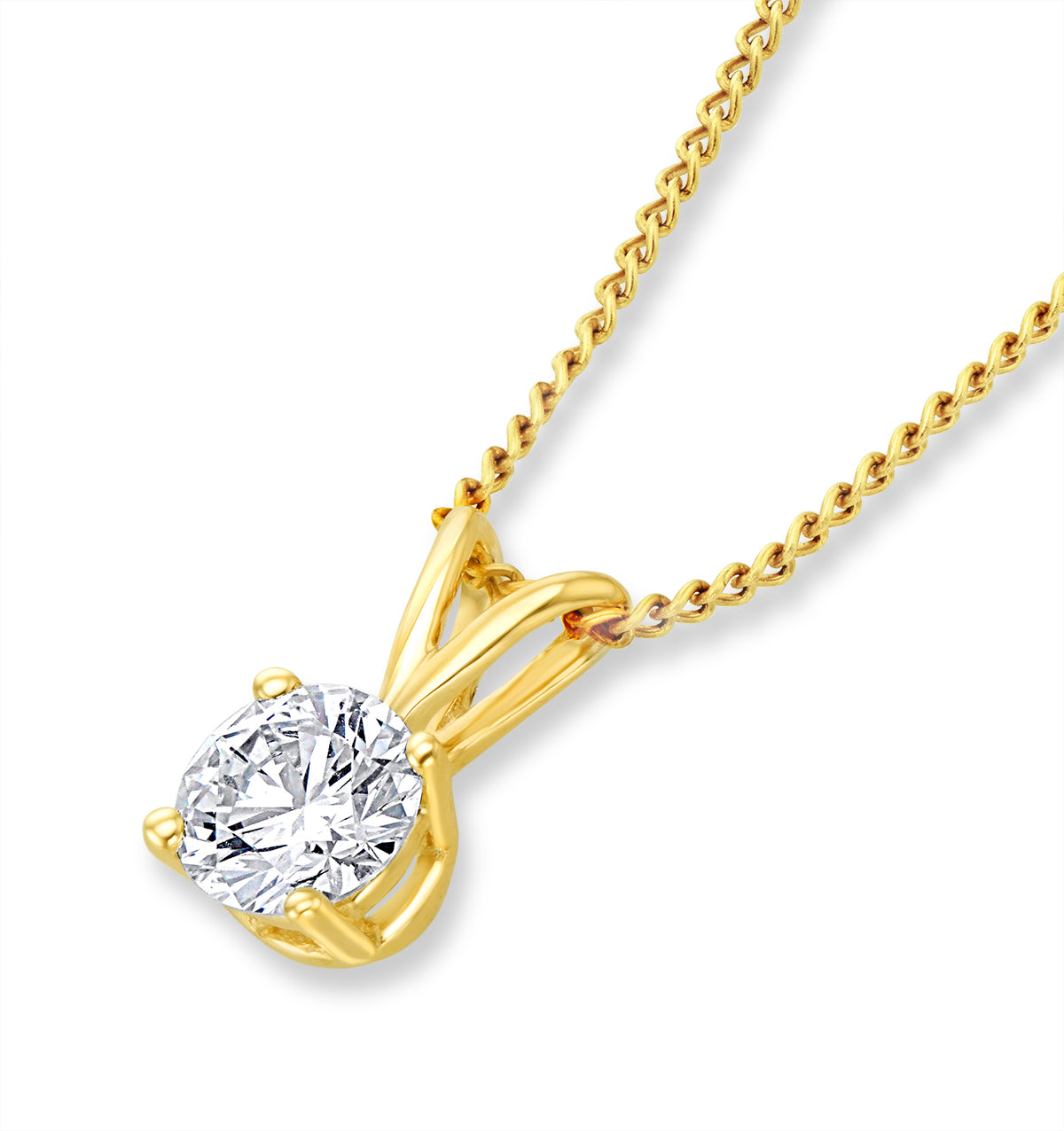Chloe 0.25ct Lab Diamond Solitaire Necklace Pendant in 9K Yellow Gold H/Si
